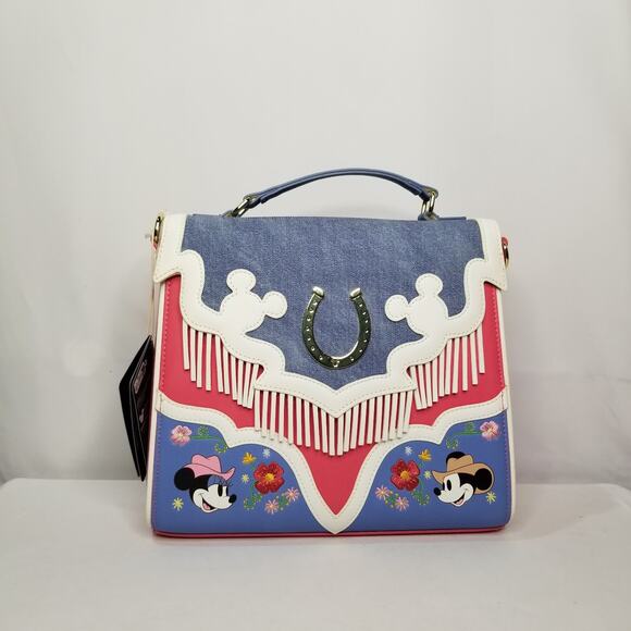 Loungefly Handbags - Loungefly Disney Western Mickey & Minnie Fringe Crossbody Bag NWT